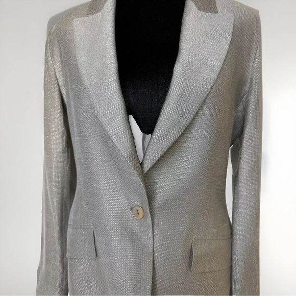 LINDA ALLARD ELLEN TRACY Skirt Suit Set SZ 4 Gold Silver Metallic Work Wedding - Picture 4 of 10